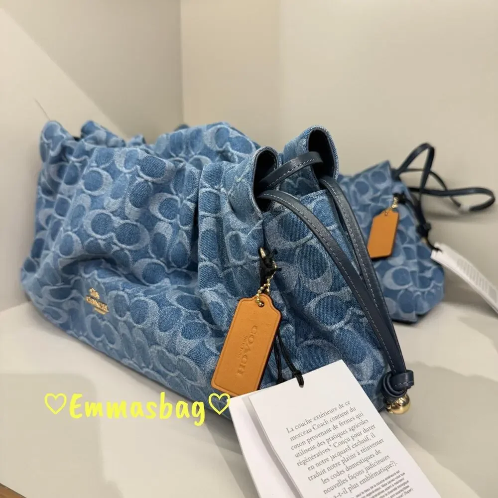 Coach Faye Large Shoulder Bag In Signature Denim CDB97 denim/Gold/Indigo - Picture 4 of 11